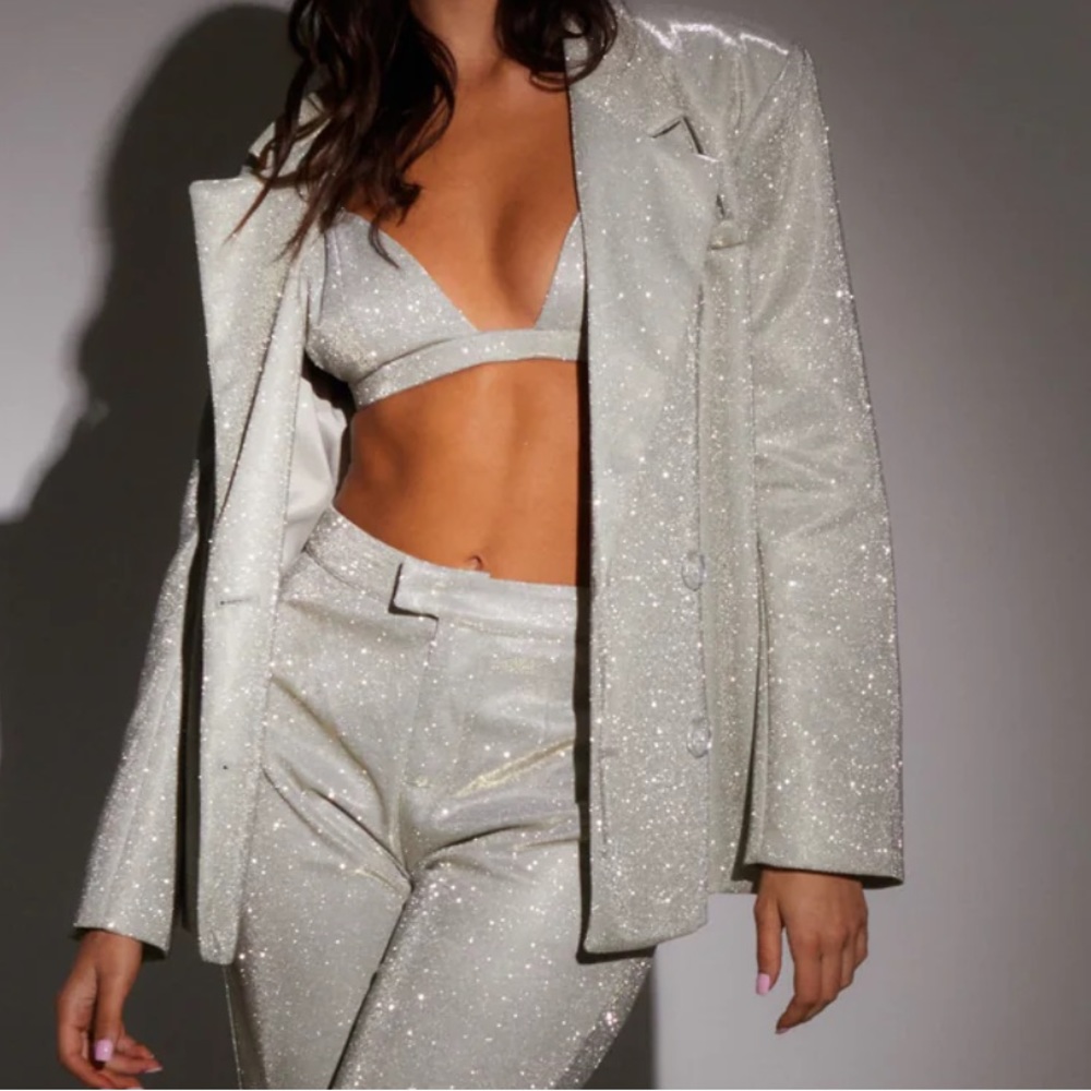 Women's Sparkling Silver Blazer
